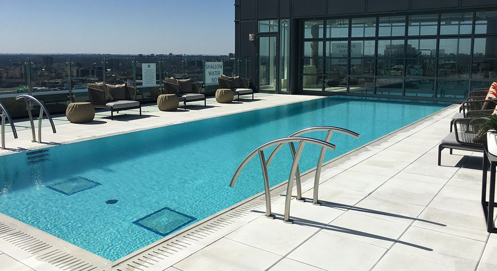 Rooftop outdoor pool at Hotel X in Toronto, Ontario